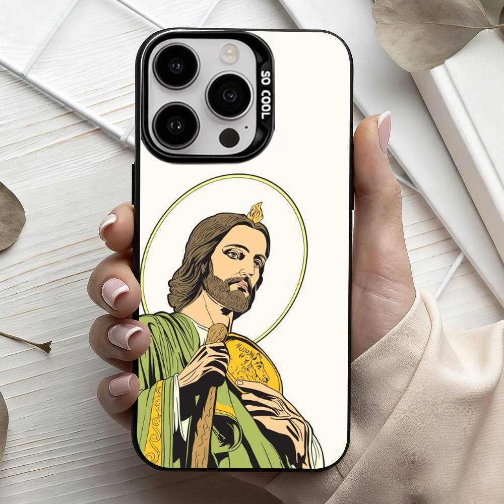 S-San-N J-Judas T-Tadeo-O ART Phone Case For iPhone17,16,15,14,13,12,11 Plus,Pro Max Black Candy Silver Plated Cover