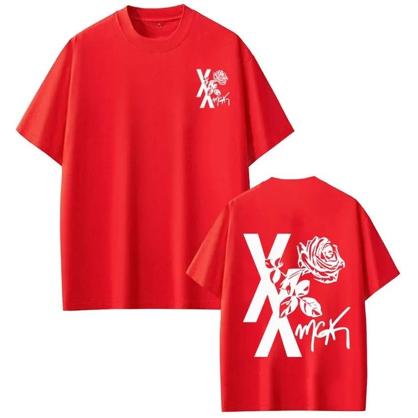 Camiseta de Moda Hip Hop Unisex para Mujer Camiseta con Estampado del Tour 2026 Lost Americana de MGK Manga Corta Holgada Casual Camisetas de Algodón Oversize