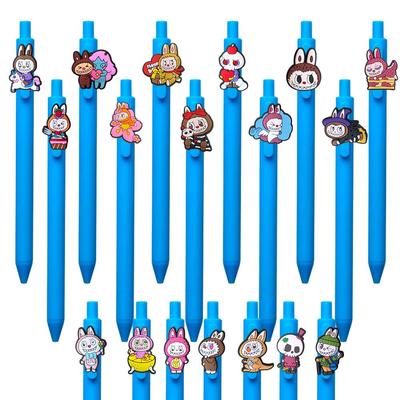 Labubu Cartoon Ballpoint Pens & Soft Rubber Stickers Set for Students and Office Use