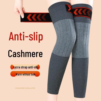 Cashmere Extra Long Knee Support Sleeve for Men & Women - Non-Slip Joint Warmers for Cold Seasons