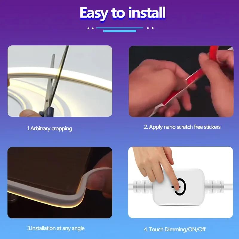 Sensor Touch Neon LED Sign Light Strip 5V USB Strip Flexible Diode Tape Indoor Lighting Room DIY TV Mirror Backlight Room Decor