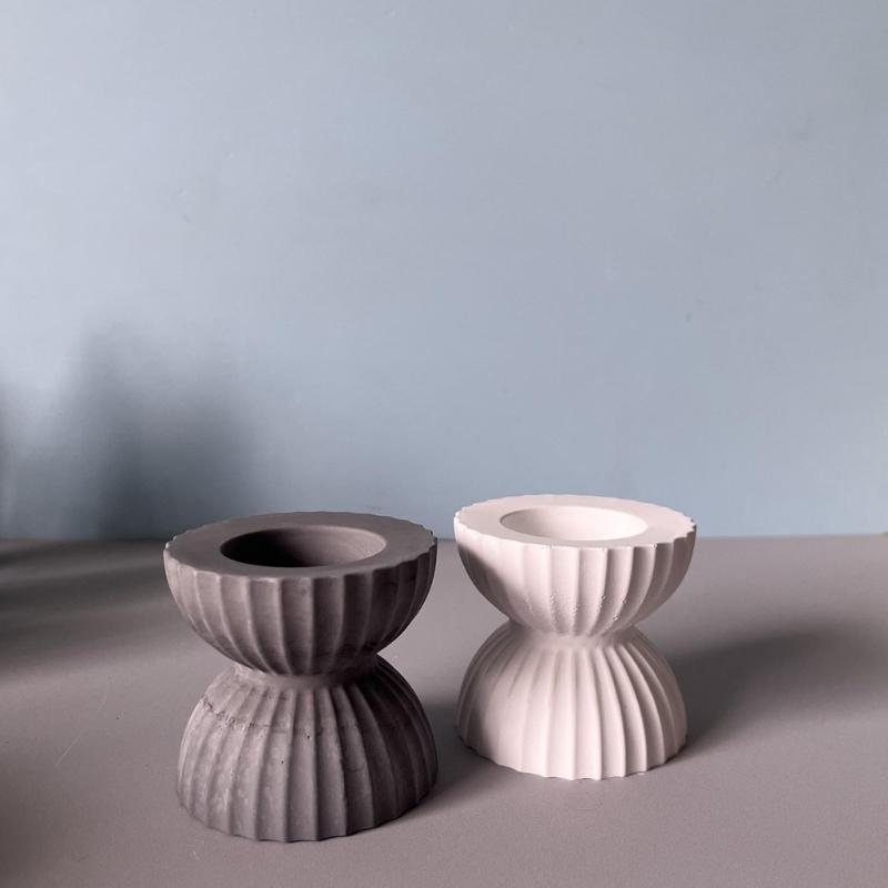 Funnel Silicone Candle Stand Mould For Epoxy Resin Tealight Holder Decoration Striped Funnel Candlestick Silicone Molds