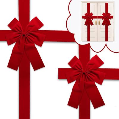 Christmas Front Door Hanging Bow Knot Festive Ribbons Door Hanger DIY Holiday Decor for Gift Wrapping