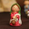 Miniature Christmas  Resurrection Ornament with Resin Figures and LED light for Seasonal Home Decoration