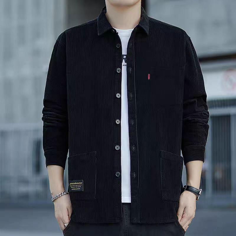 

Вельветовая рубашка с длинными рукавами для мужчин, рабочая куртка из чистого хлопка, стильная повседневная мужская деловая одежда 3XL