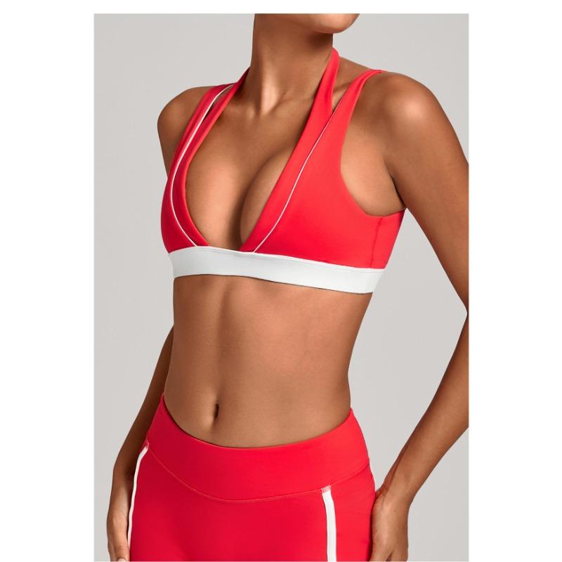 Women S Color Block Halter Yoga Bra Tight Sports Underwear For Fitness Running