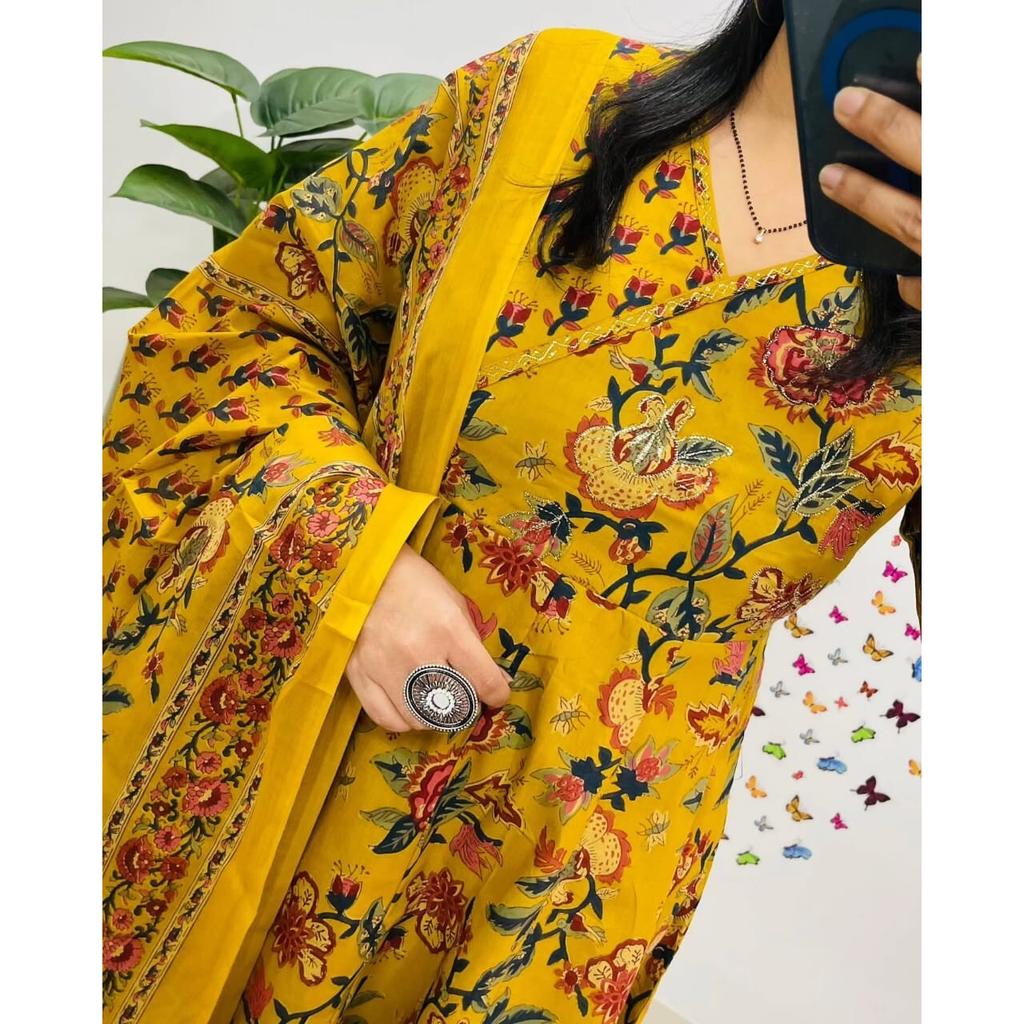 Women Party Wear Top Tunic Kurti Pant Dupatta Set Indian Designer Anarkali Suit VF-3002