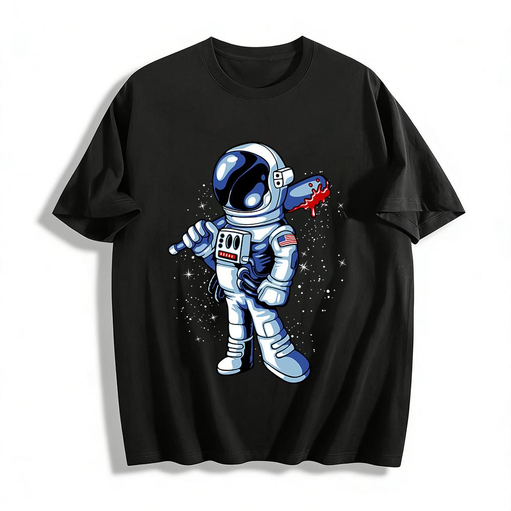 Dark Style Bloody Astronaut Print Casual T-Shirt Pure cotton T-shirt XXS