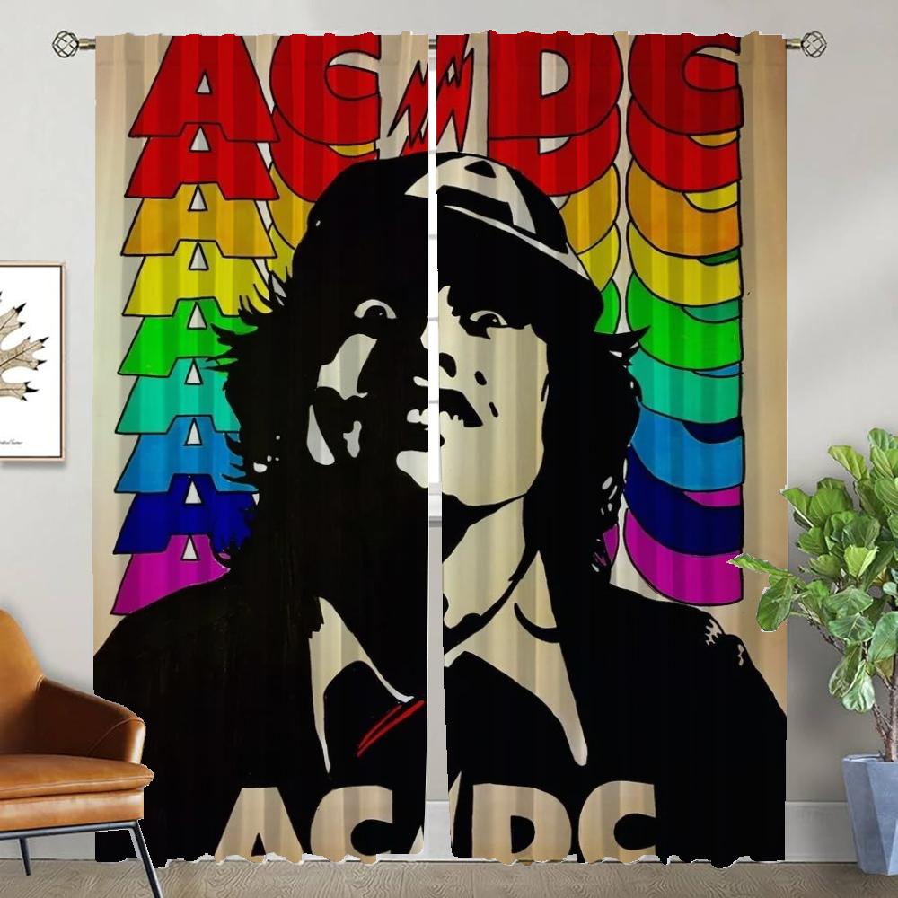 

Плотные шторы для камеры Rock-ACDC Оконные шторы для комнаты 2 Панельные шторы Хэллоуин Украшение Раздел Гостиная Кухня Дом W50xH70cmx2pcs-CL