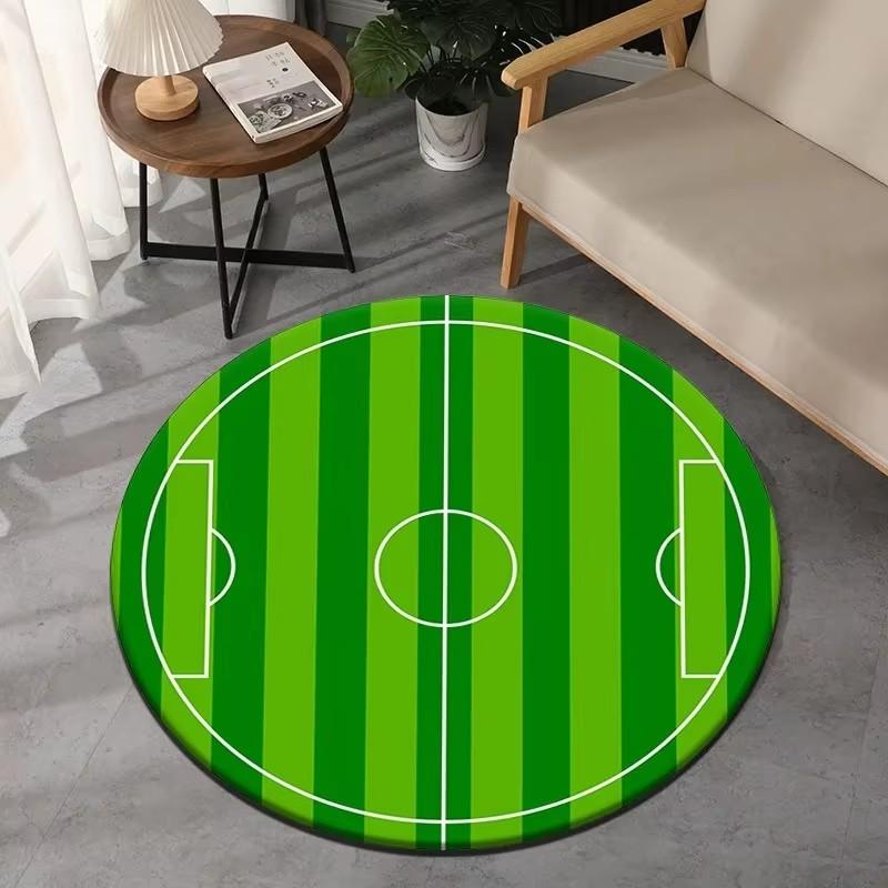 A High-End Soccer Pattern Round Mat - 100% Polyester, Non-Slip Floor Mat, for Living Room, Bedroom, Office Decoration, Floor Mat