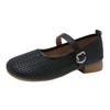 Summer 2025 Soft Leather Woven Fashionable and Elegant Single Shoes Women's Shoes Buckle Lightweight Comfortable