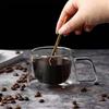 200ml Heat Resistant Insulated Double Wall Clear Coffee Tea Cup with Handle Breakfast Mug Double Cup