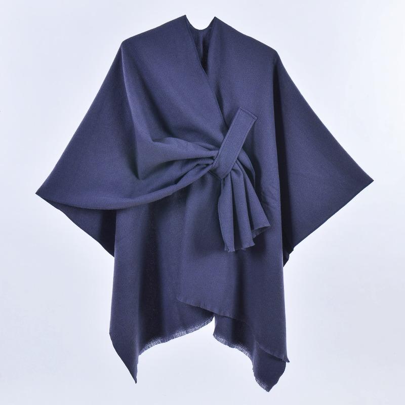 New Women's Spring Scarf Shawl Fashion Versatile Solid Color Four Seasons Imitation Cashmere Split Cape