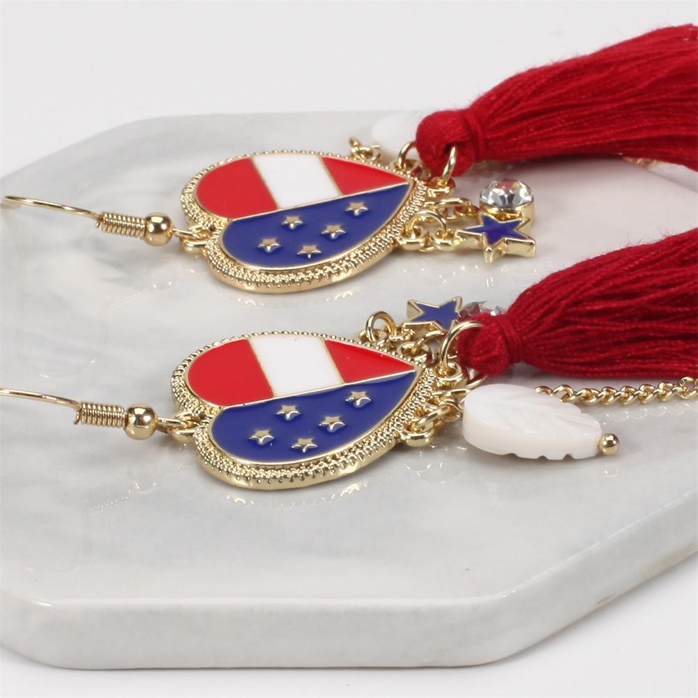 Kolip July 4th Earrings For Women Girls Zinc Alloy Imitation Pearl Drop Dangle Earrings PatrioticFringe Drop Earrings