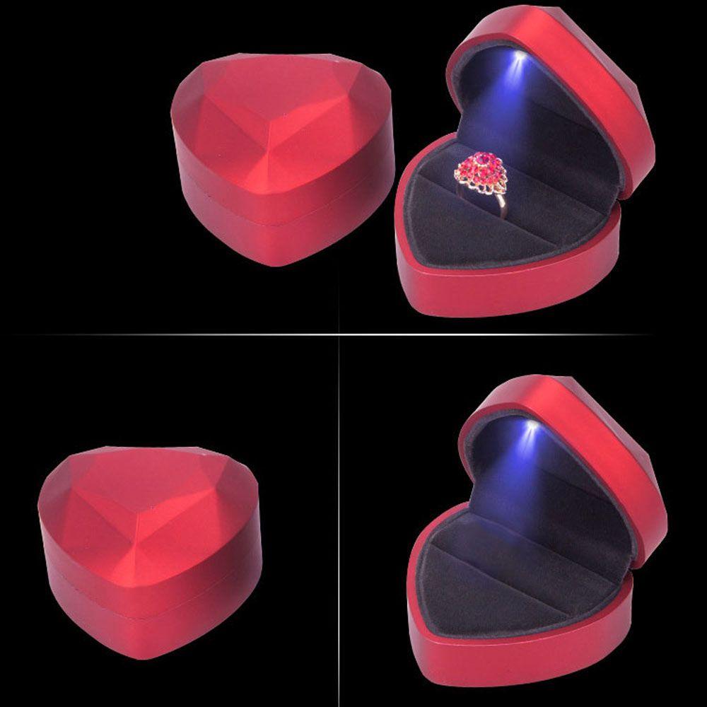 Proposal Velvet Wedding Ring Holder Heart-shaped Jewelry Display Organizer Storage Case Ring Box