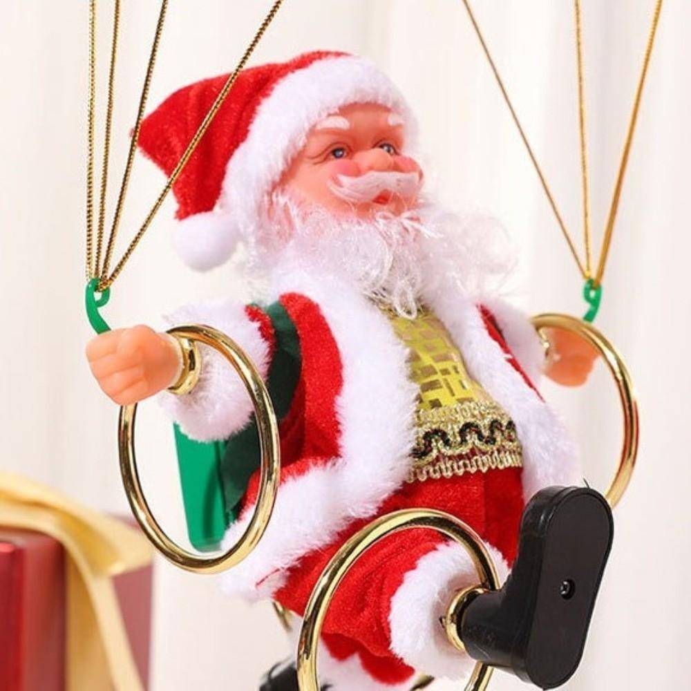 Hängende elektrische tanzende Weihnachtsmann-Puppe Lustiger Fallschirm-Weihnachtsmann-Anhänger Weihnachtsbaum-Dekoration