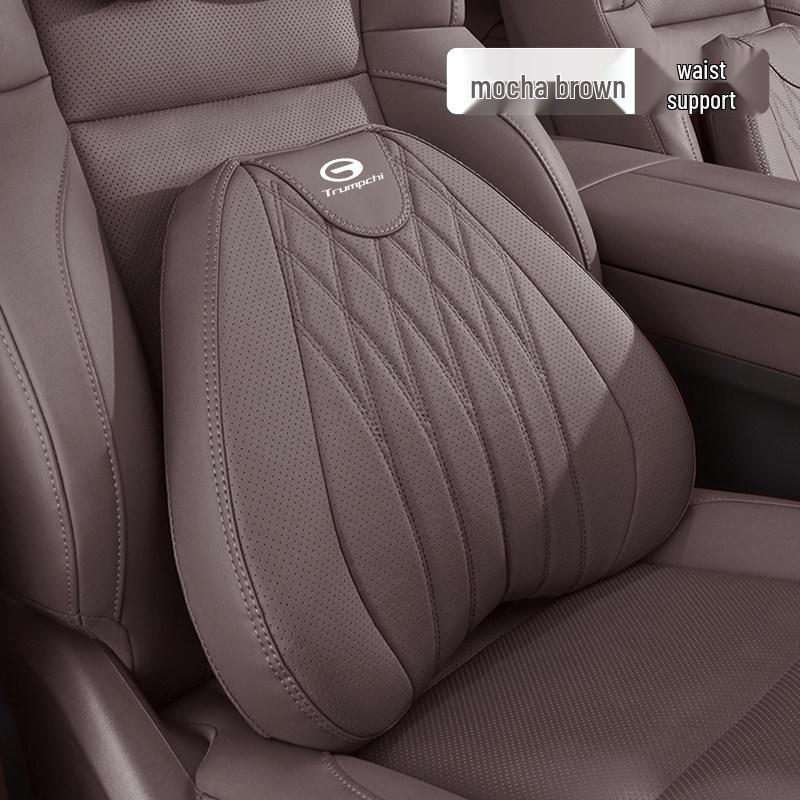 Trumpchi Headrest and Lumbar Support Pillow - Genuine Leather Cushion for GS3/4/8, M8/6Pro, E8/9