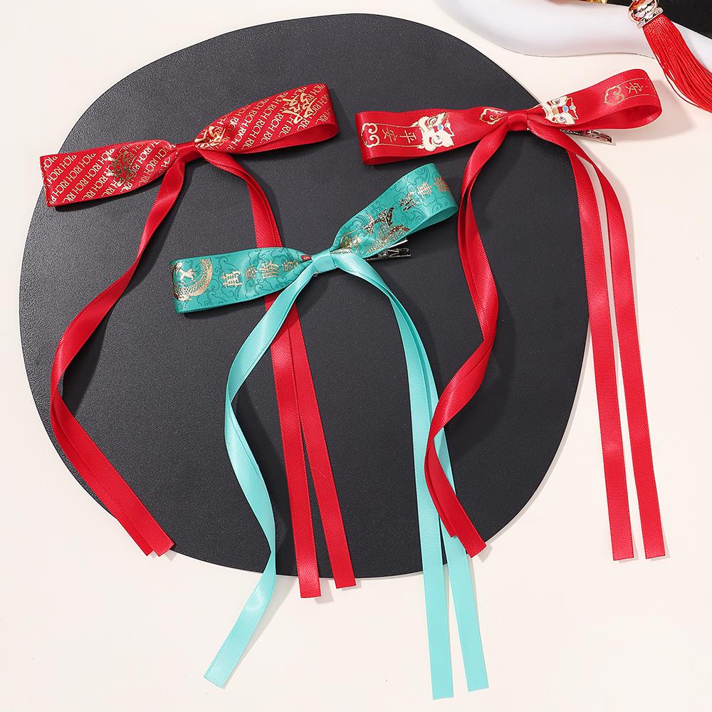 Candy Ribbon Tassel Bowknot Hair Clips Sweet Women Streamer Hairpin for Women Girls Long Bows Barrettes Head Clip Accessories