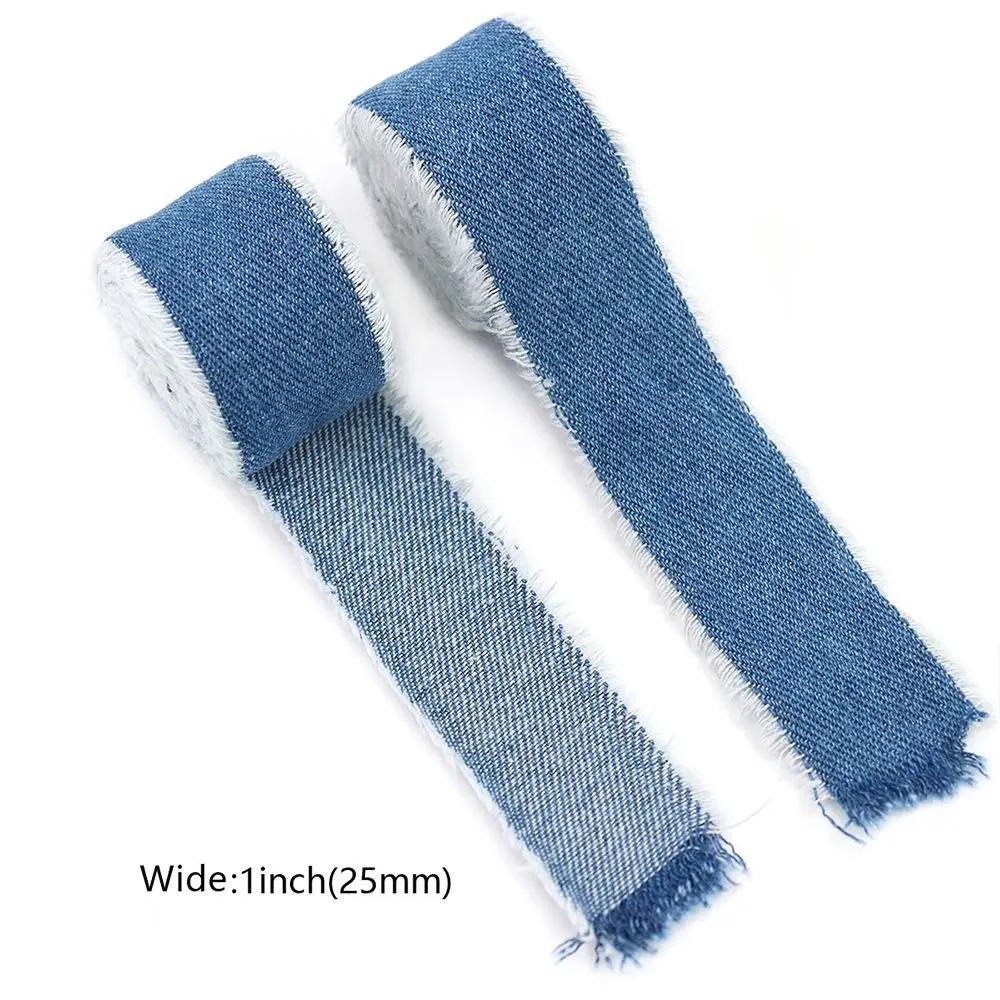 1,5 Yards Jeansband Blau Cowboy Unifarben Handgemacht Fransen Seidenband Haarspange Schleifen Jeansstoff Stoff Hochzeitseinladungen