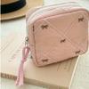 Quilted Toiletry Bag Multi-functional Sanitary Napkin Storage Bag Coquette Bow Cosmetic Bag  Trave