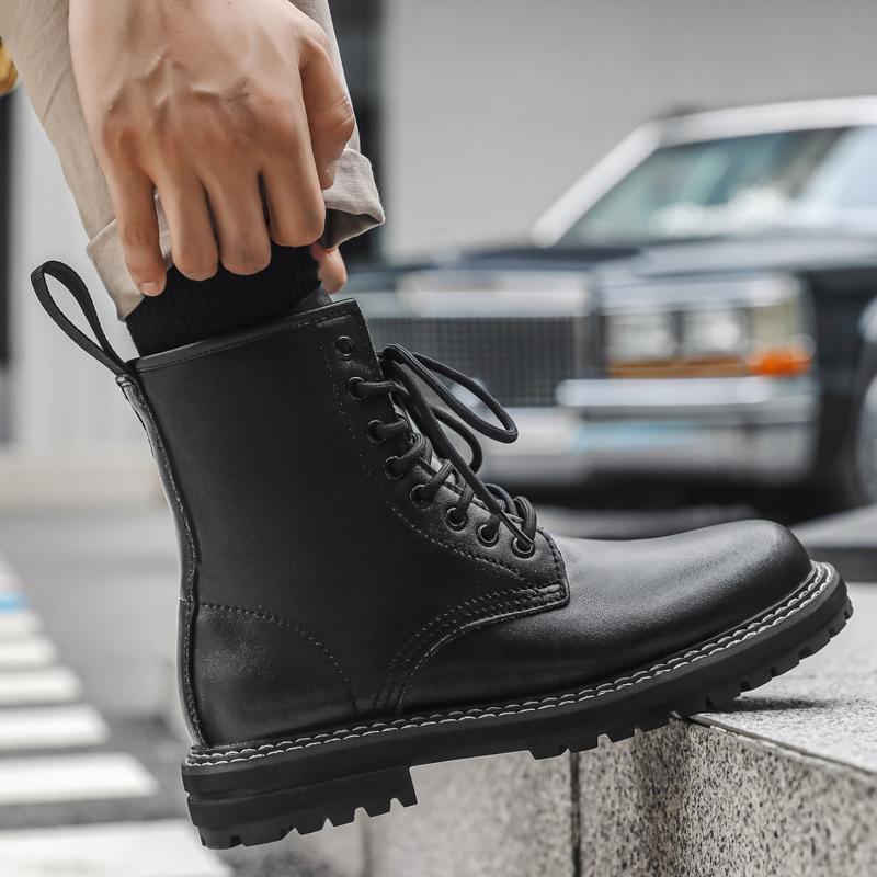 

Мужские ботинки новые ботинки Martin мужские британские корейские версии универсальные мужские повседневные ботинки средней высоты военные ботинки модные туфли 6028-K 38 чёрный