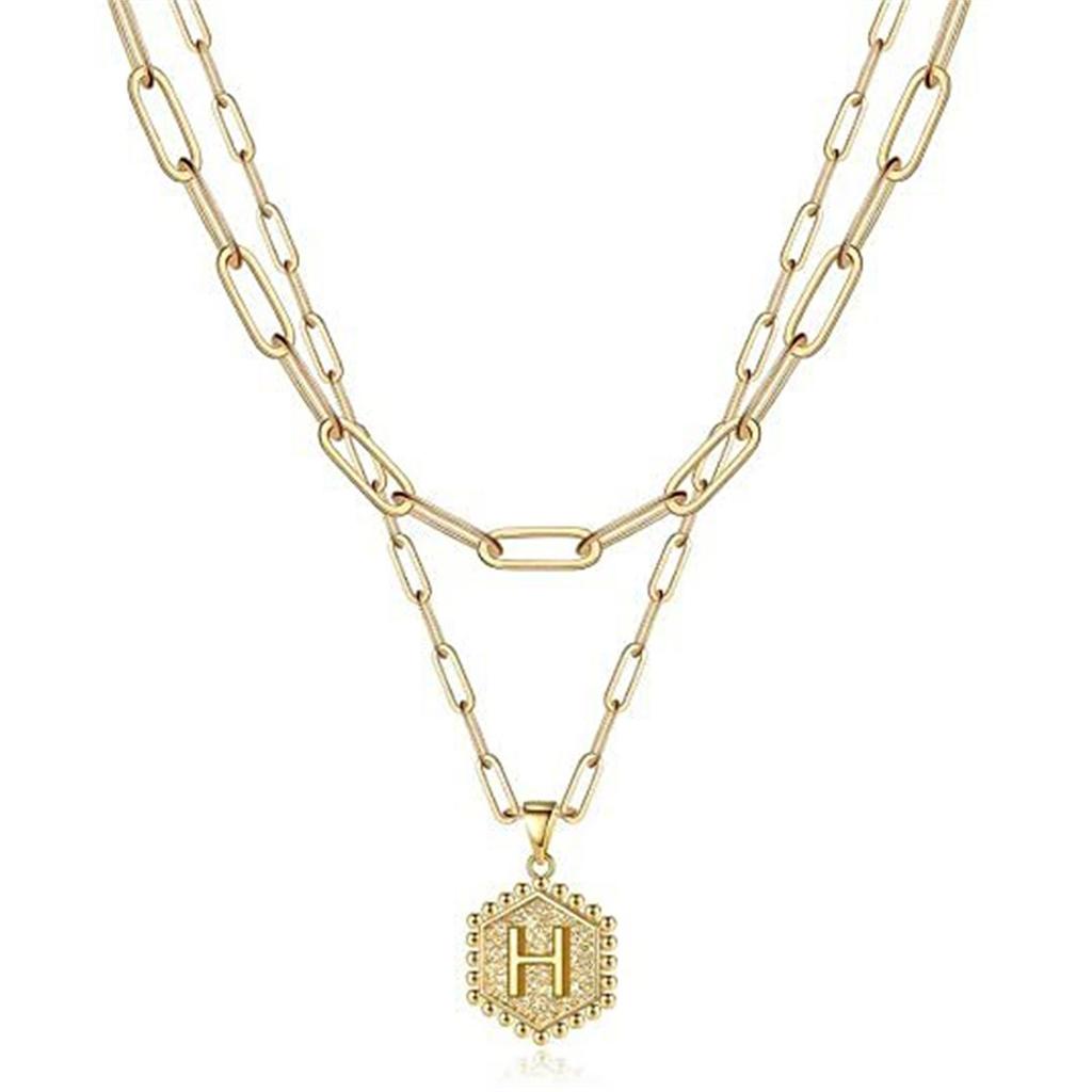 Gold Layering Paperclip Chain Necklace Adjustable Initial Necklace Jewelry