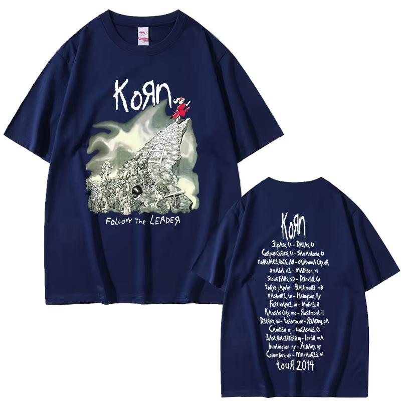 

Korn Rock Band Follow The Leader Tour T Shirt Men s Vintage Graphic T-shirts Men Women Metal Gothic Harajuku Short Sleeve Tsh... S разноцветный