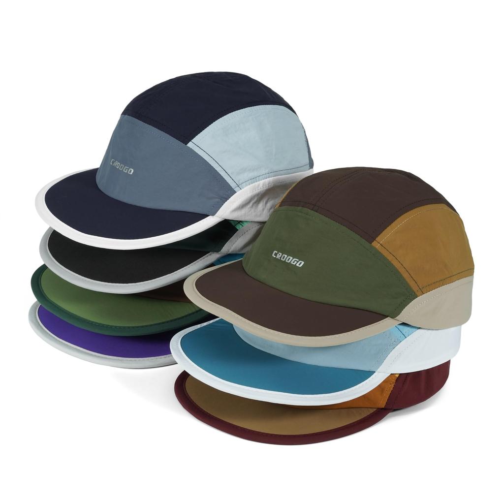 Clakllie Cap Men Women Lightweight Water Repellent 5 Panel Short Brim Purple Navy