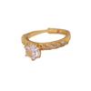 Elegant European & American Cable Knit Zircon Six-Prong Diamond Women's Gold-Plated Ring