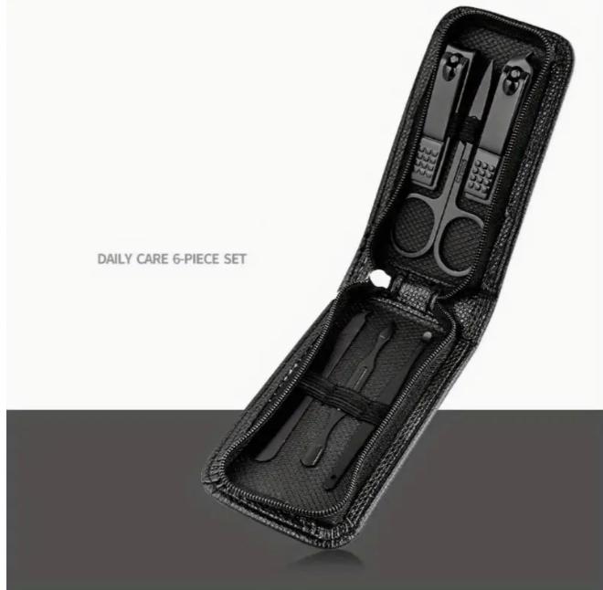 6Pcs/Set Multifunctional Nail Clipper Pedicure Set Nail File Manicure Set With Leather Storage Bag Personal Nail Care Tools