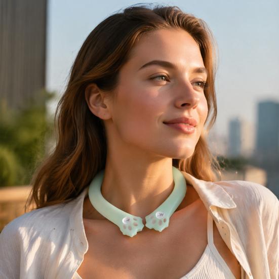 Lightweight Neck Cooler Cat Ear Cooling Tube for Summer, Reusable Adjustable Wearable Ice Heat Stroke Prevention Gear Ring, Heatstroke Collar Outdoor