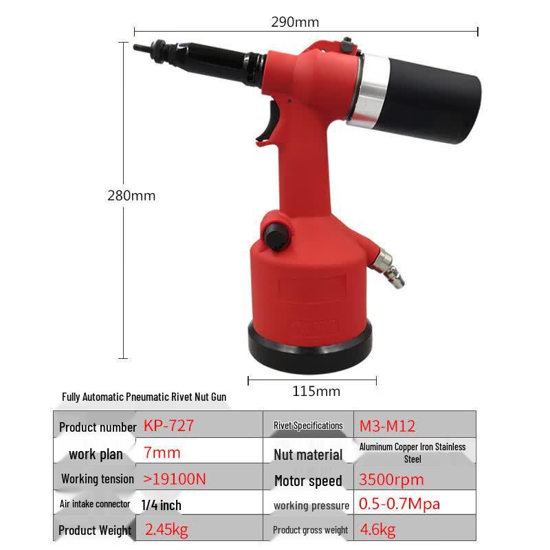 KOPO Automatic Pneumatic Rivet Nut Gun CN Plug (adapter Included)