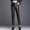 Women's Plus Velvet Thickened Leather Harem Pants, Slim-Fit, High-Waisted, 2024 New Autumn/Winter Style