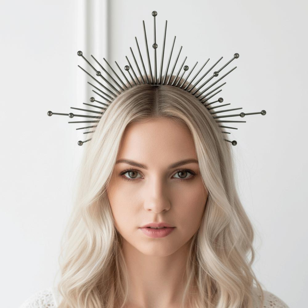 Lolita Spiked Headpiece Gothic Renaissance Cosplay Headband Women Halo Sun Crown Birthday Party