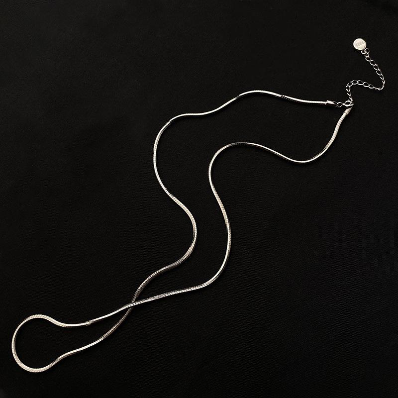 Drawn Tassel Round Brand Snake Bone Chain Necklace with Simple Temperament, Bare Chain, Versatile and Layered Hip-hop