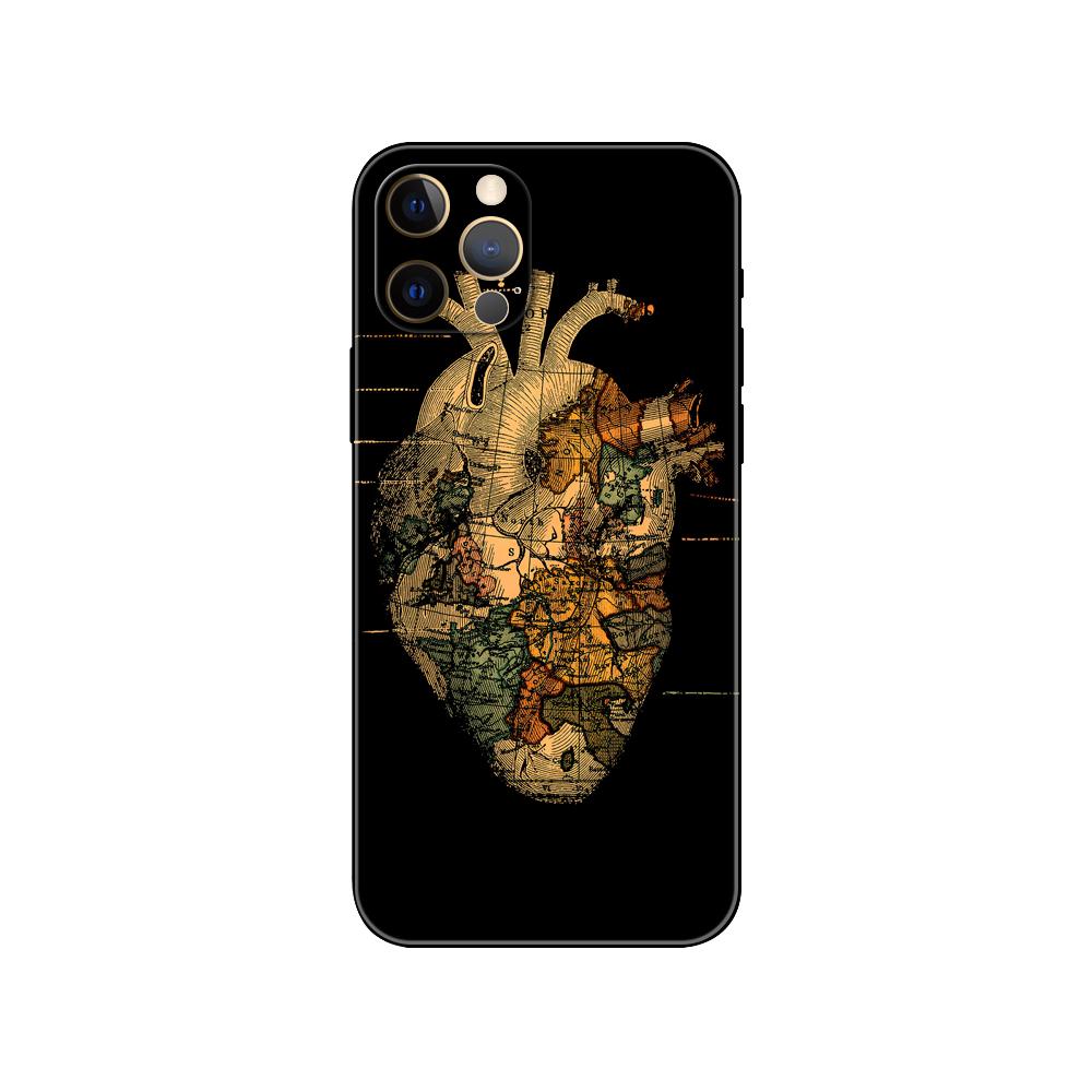 Heart Of Nature Human Anatomy Doctor Phone Case for Iphone 2020se 6 6s 7 8 Plus X 10 XR XS 11 12 13 Mini Pro MAX Black Tpu Back