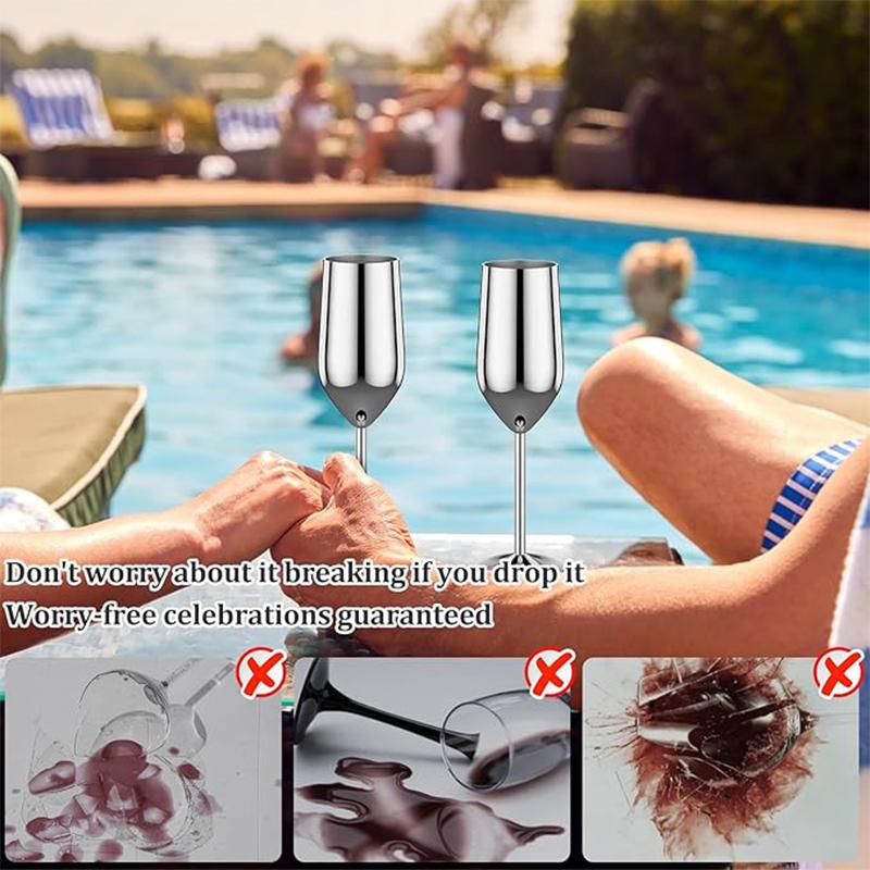 6Pcs Stainless steel wine glasses unbreakable metal cocktail glasses 220ml for drinking cocktails and wine in the at bar Cup