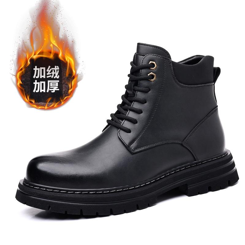 Martin boots men's autumn mid-top boots casual British style thick-soled tooling big yellow boots