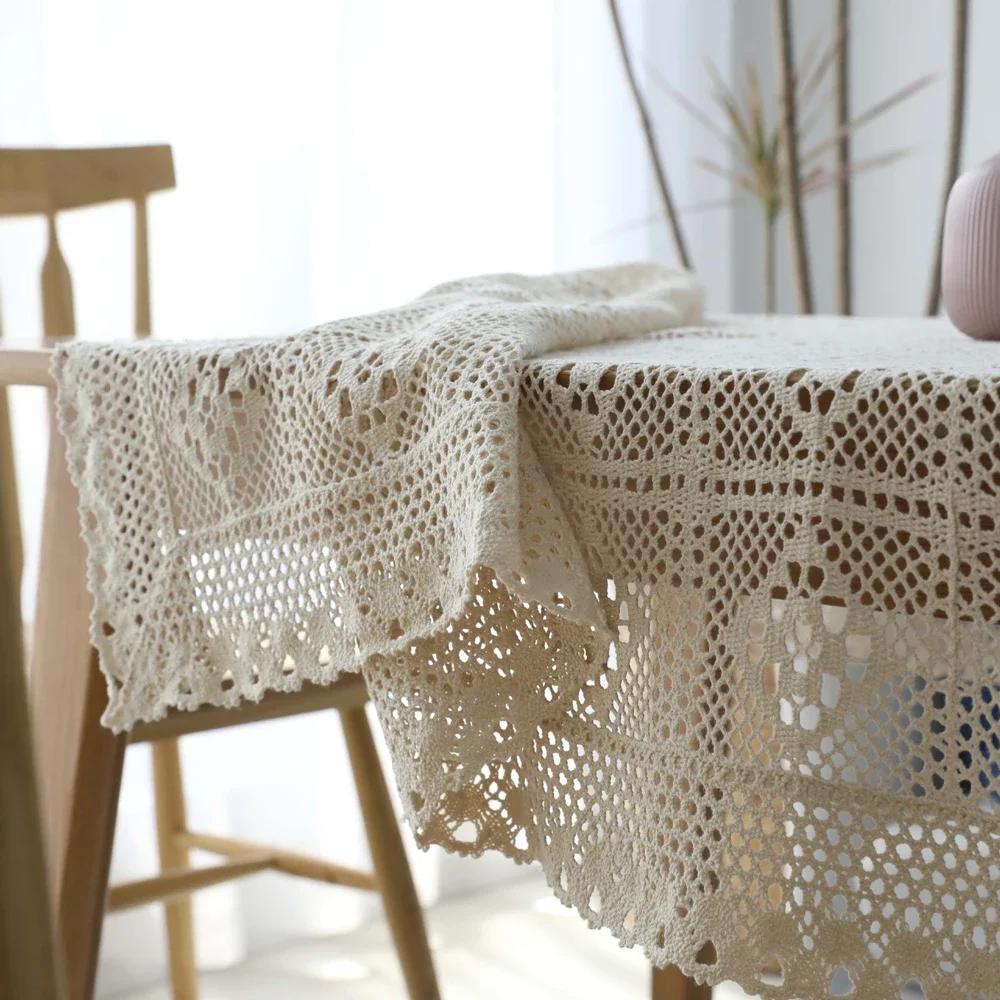Pastora Katoen Haakwerk Tafelkleed Rechthoekig Zwart Open Werk Handgemaakt Vintage Kant Tafelkleed Cover Handdoek Voor Huis Keuken Decor 100x140cm