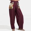 Women's Fashion Quilting Cotton Linen Print Wide Leg Pants Loose Pants