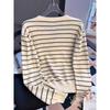 Striped Long-sleeved Knitted Sweater, A Slim and Slimming Cardigan for Women in Autumn, Soft and Versatile Top