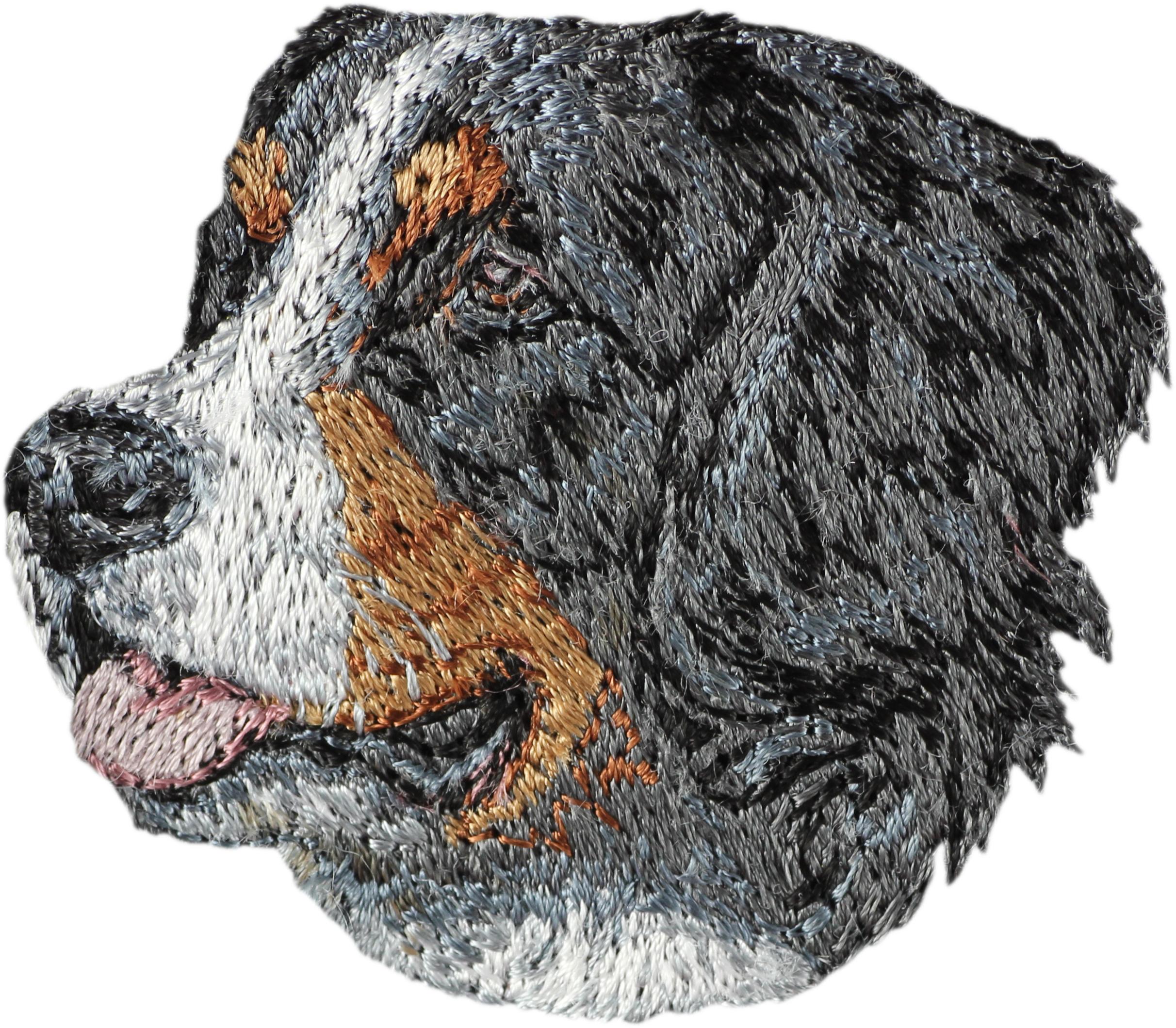 

Bernese Mountain Dog, Berner Sennenhund - dog-shaped patch, embroidered patch, unique decoration for Art-Dog backpack