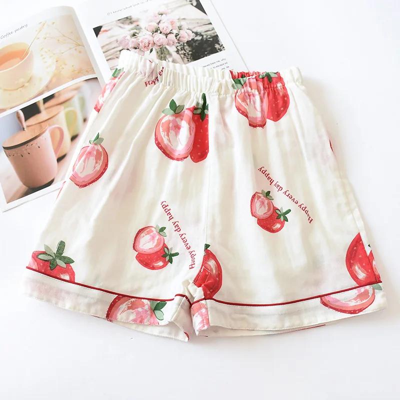 

Новая женская пижама из 100% хлопка с короткими рукавами, шорты с милым мультяшным принтом в японском стиле, простая пижама для дома XL