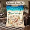 Mermaid Theme Throw Blanket Custom Name Text Personalized Blanket Soft Cozy Blanket for Home Sofa Bed