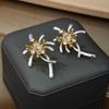 Diamond Fireworks Flowers Exaggerated Design Stud Earrings Fashion Niche Simple Cold Wind Temperament Earrings