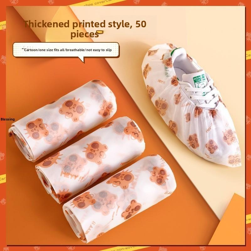 Printed Cartoon Disposable Thickened Anti-slip and Wear-resistant Household Shoe Covers