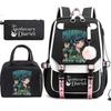 3 Piece School Backpack Set for Students Large Capacity Oxford Cloth Schoolbag with Shoulder Strap and Pencil Case