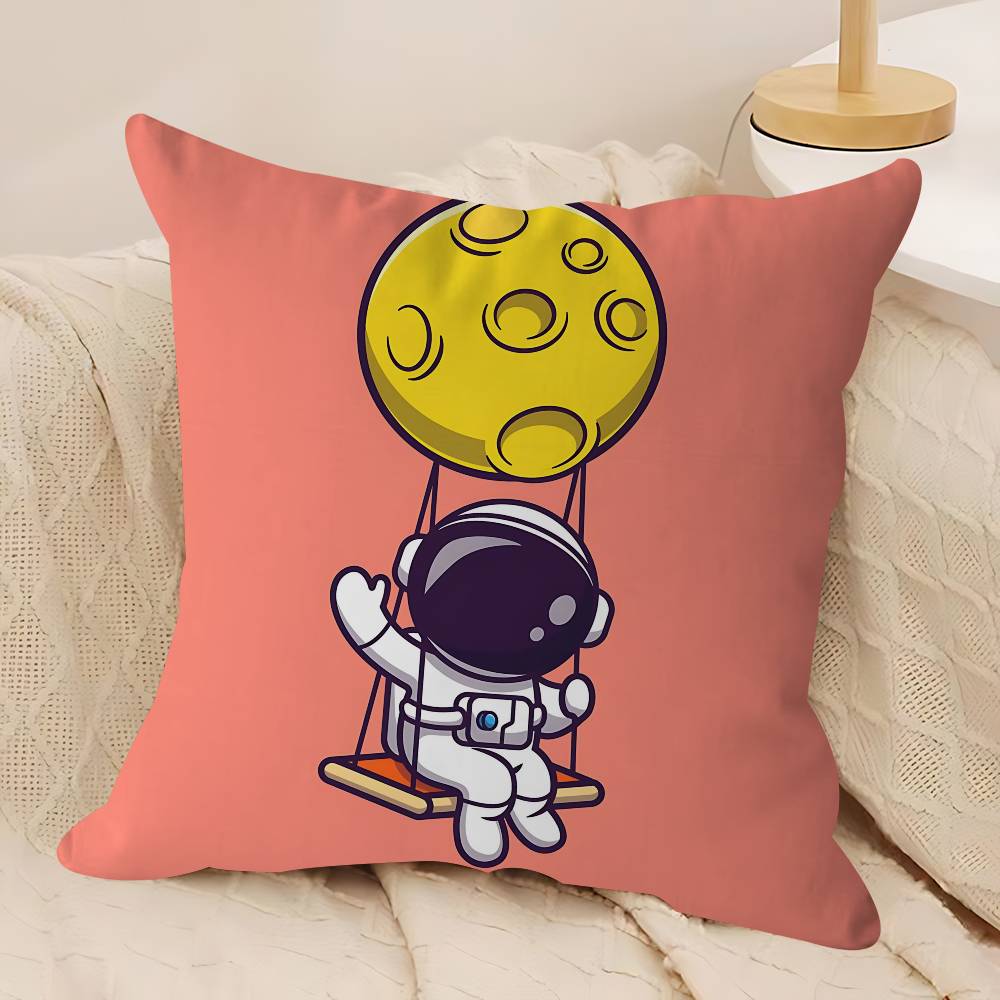 

Cartoon R-Rocket AstronautS Pillow Case Removable Washable Cushion Cover – All-Season Soft Linen 12x12Inch