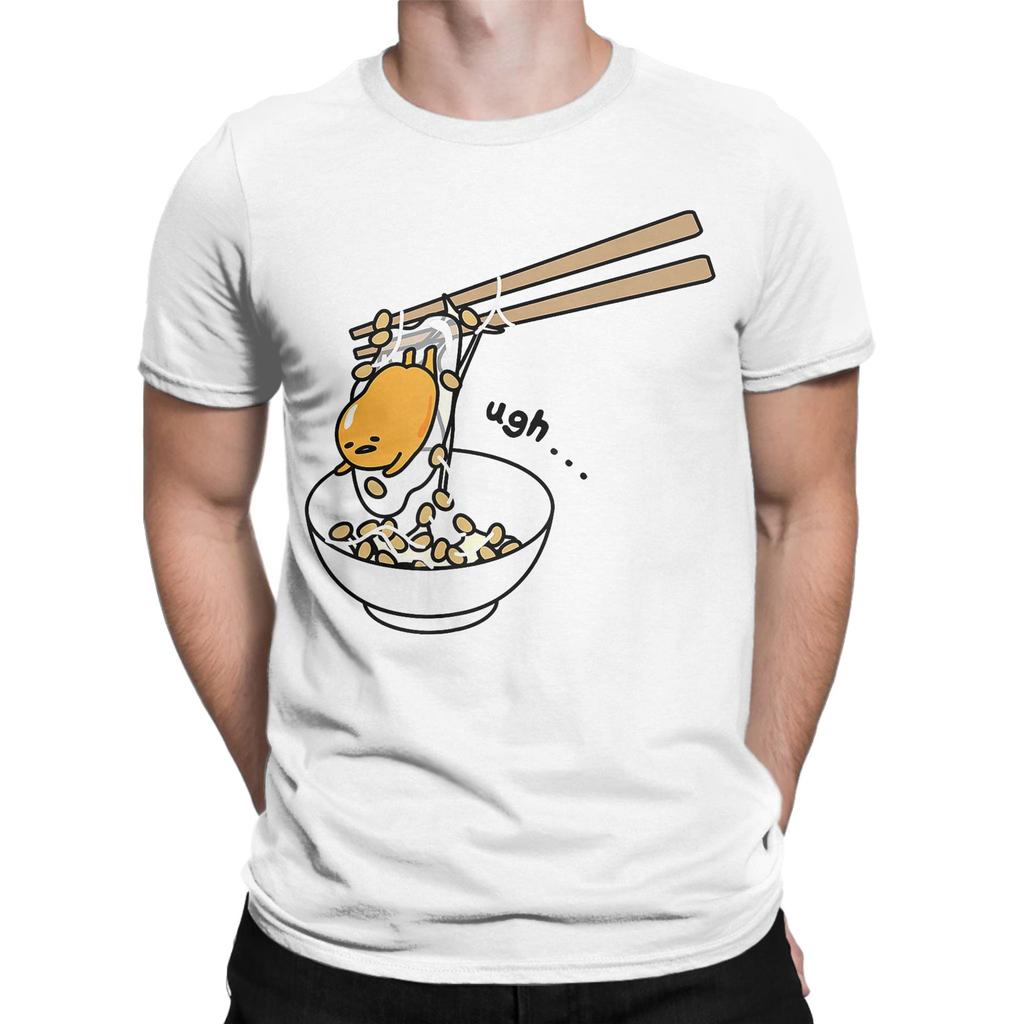Gudetama Essstäbchen T-Shirt Herren Baumwolle Oberteile Bedruckt Rundhals Kurzarm