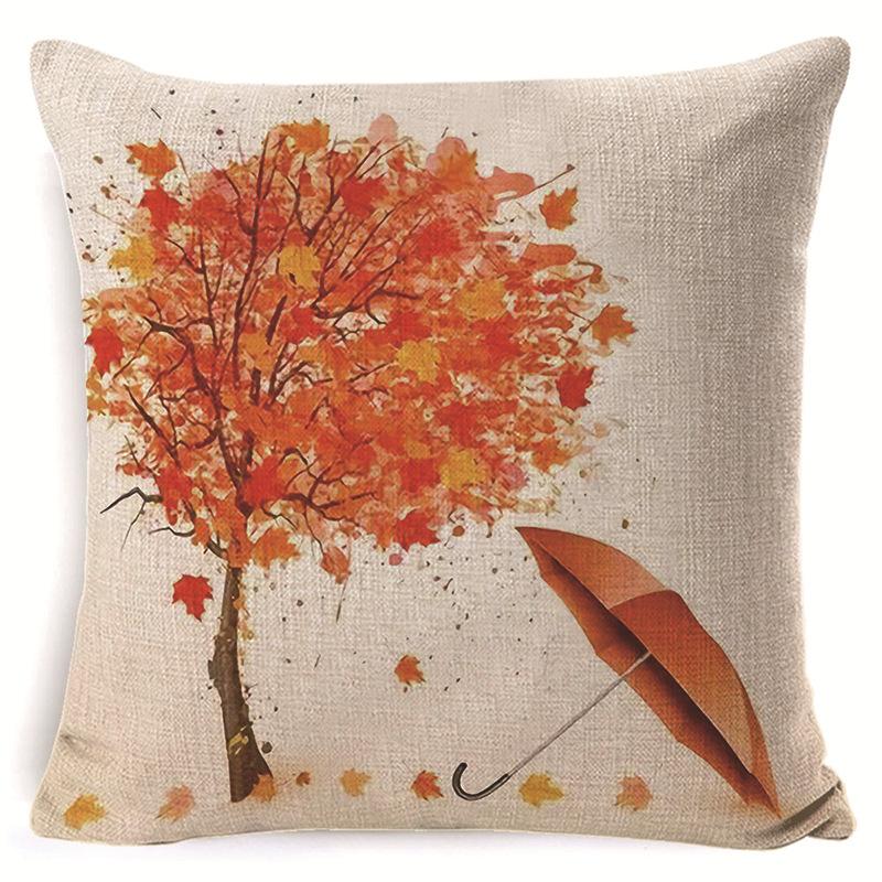 New Autumn Thanksgiving Cushion Cover Home Sofa Decoration Printed Linen Harvest Festival Cushion Cover